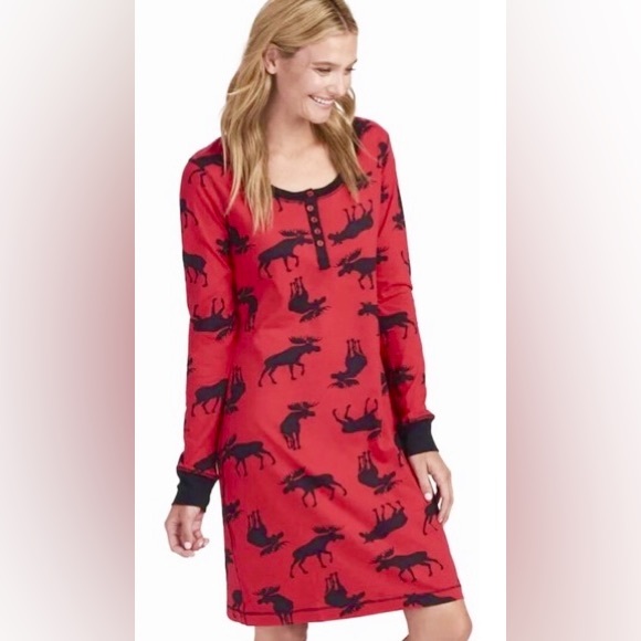 Hatley (Little Blue House) Red Long Sleeve Nightgown Size Medium - Picture 1 of 5